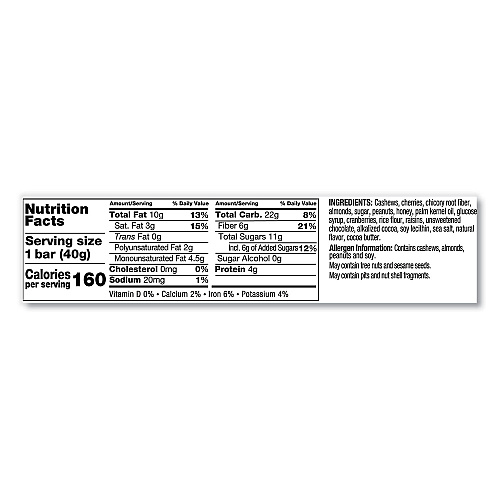 KIND Plus Nutrition Boost Bar, Dk ChocolateCherryCashew/Antioxidants, 1.4 oz, 12/Box (17250)
