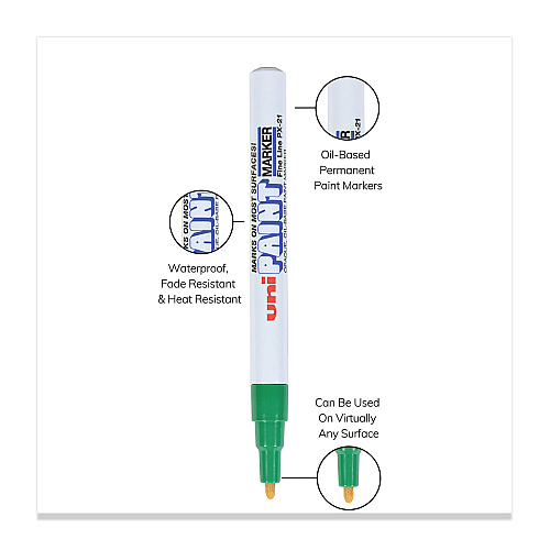 uni Paint Permanent Marker, Fine Bullet Tip, Green (63704)