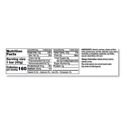 KIND Plus Nutrition Boost Bar, Pom. Blueberry Pistachio/Antioxidants, 1.4 oz, 12/Box (17221)