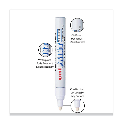 uni Paint Permanent Marker, Medium Bullet Tip, White (63613)