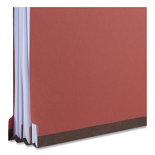 Universal Red Pressboard End Tab Classification Folders, 2" Expansion, 2 Dividers, 6 Fasteners, Legal Size, Red Exterior, 10/Box (UNV10316)