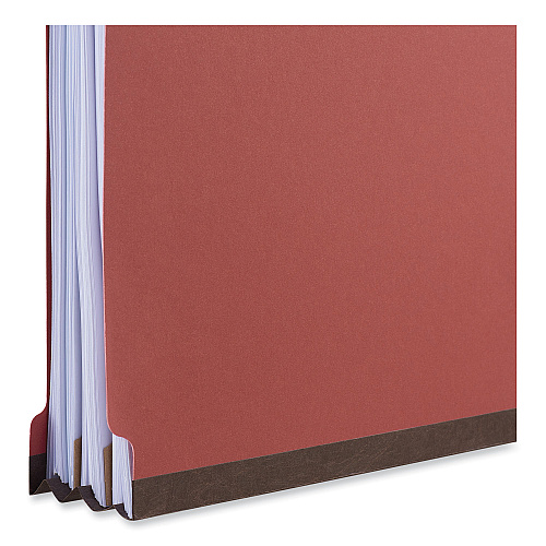 Universal Deluxe Six-Section Pressboard End Tab Classification Folders, 2 Dividers, 6 Fasteners, Letter Size, Bright Red, 10/Box (UNV10320)