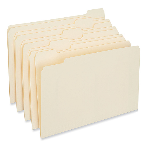 Universal Top Tab File Folders, 1/5-Cut Tabs: Assorted, Letter Size, 0.75" Expansion, Manila, 100/Box (UNV12115)