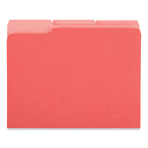 Universal Interior File Folders, 1/3-Cut Tabs: Assorted, Letter Size, 11-pt Stock, Red, 100/Box (UNV12303)