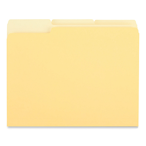 Universal Interior File Folders, 1/3-Cut Tabs: Assorted, Letter Size, 11-pt Stock, Yellow, 100/Box (UNV12304)