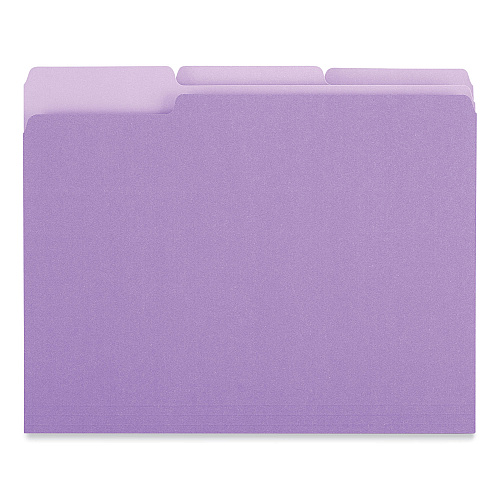 Universal Interior File Folders, 1/3-Cut Tabs: Assorted, Letter Size, 11-pt Stock, Violet, 100/Box (UNV12305)