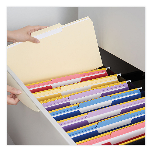 Universal Top Tab File Folders, 1/2-Cut Tabs: Assorted, Legal Size, 0.75" Expansion, Manila, 100/Box (UNV15112)