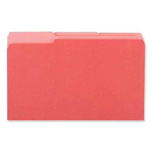 Universal Interior File Folders, 1/3-Cut Tabs: Assorted, Legal Size, 11-pt Stock, Red, 100/Box (UNV15303)