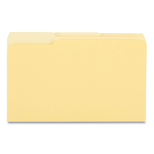 Universal Interior File Folders, 1/3-Cut Tabs: Assorted, Legal Size, 11-pt Stock, Yellow, 100/Box (UNV15304)