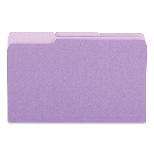 Universal Interior File Folders, 1/3-Cut Tabs: Assorted, Legal Size, 11-pt Stock, Violet, 100/Box (UNV15305)