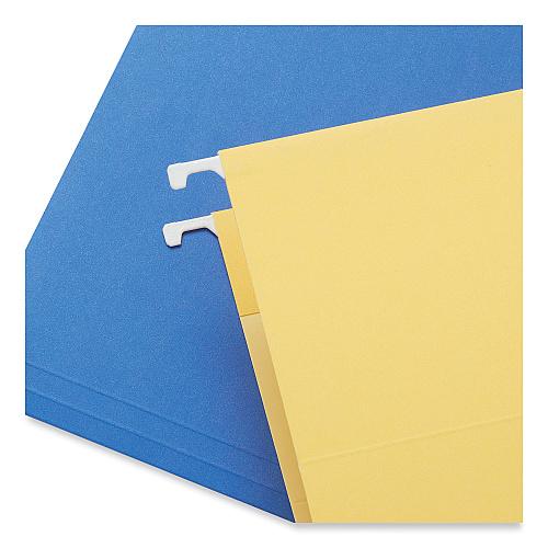 Universal Deluxe Reinforced Recycled Hanging File Folders, Letter Size, 1/5-Cut Tabs, Assorted, 25/Box (UNV34112)
