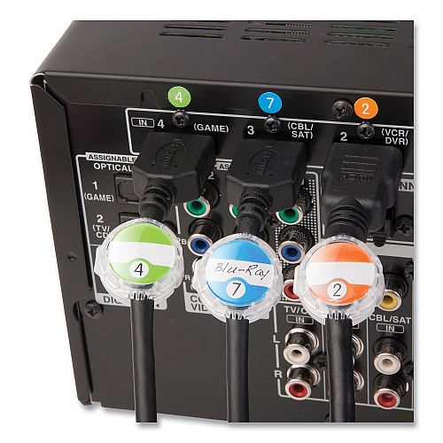 Dotz Cord ID Kit, (12) Regular and (12) Jumbo-Sized Cord Identifiers, (72) Color-Coded Stickers, (36) Identifier Inserts (21205)