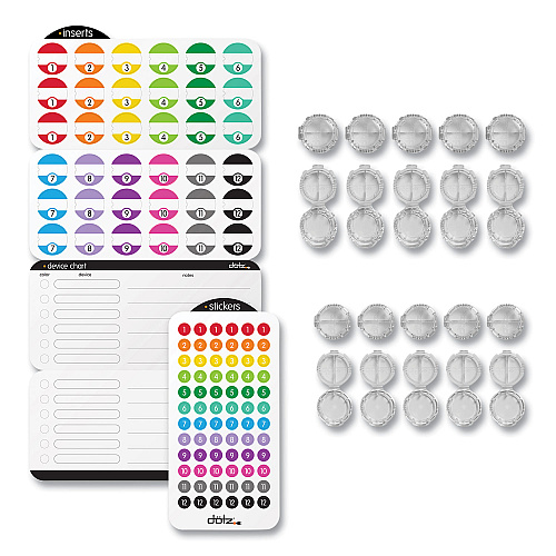 Dotz Cord ID Kit, (12) Regular and (12) Jumbo-Sized Cord Identifiers, (72) Color-Coded Stickers, (36) Identifier Inserts (21205)