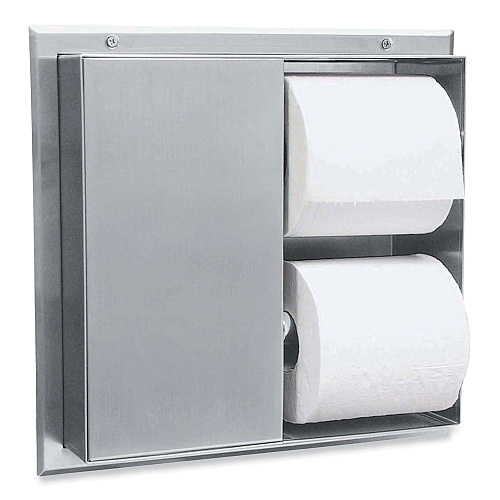 Bobrick Partition-Mounted Multi-Roll Toilet Tissue Dispenser, 13.25 x 4 x 12.56, Stainless Steel (386)