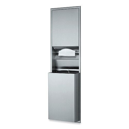 Bobrick ClassicSeries Recessed Convertible Paper Towel Dispenser/Waste Receptacle, 15.19 x 7.09 x 56, Satin Stainless Steel (3944)
