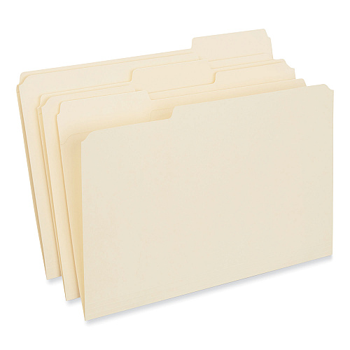 Universal Double-Ply Top Tab Manila File Folders, 1/3-Cut Tabs: Assorted, Legal Size, 0.75" Expansion, Manila, 100/Box (UNV16123)