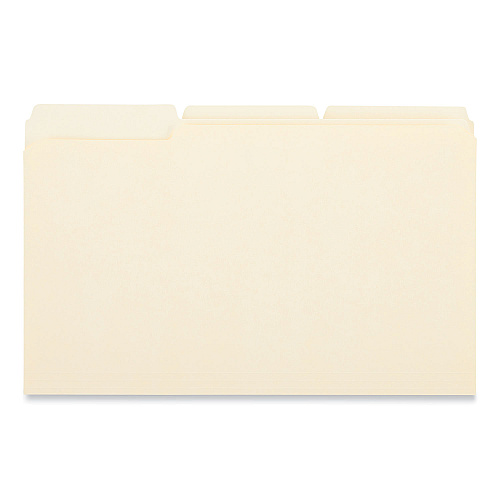 Universal Double-Ply Top Tab Manila File Folders, 1/3-Cut Tabs: Assorted, Legal Size, 0.75" Expansion, Manila, 100/Box (UNV16123)