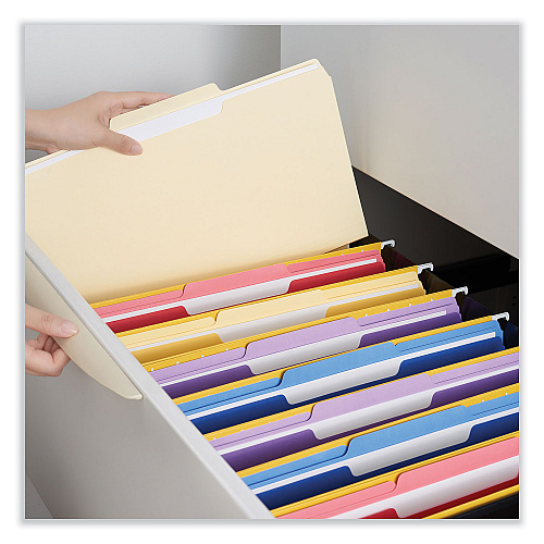 Universal Double-Ply Top Tab Manila File Folders, 1/3-Cut Tabs: Assorted, Legal Size, 0.75" Expansion, Manila, 100/Box (UNV16123)