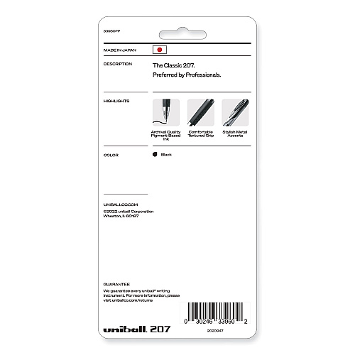 uni-ball Signo 207 Gel Pen, Retractable, Medium 0.7 mm, Black Ink, Smoke/Black Barrel, 4/Pack (33960PP)