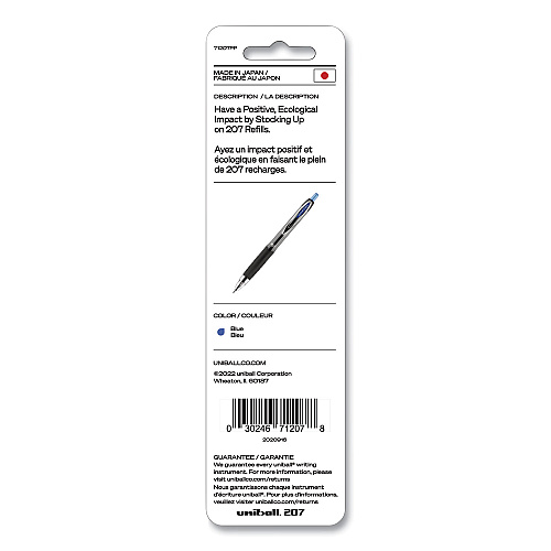 uni-ball Refill for Signo Gel 207 Pens, Medium Conical Tip, Blue Ink, 2/Pack (71207PP)