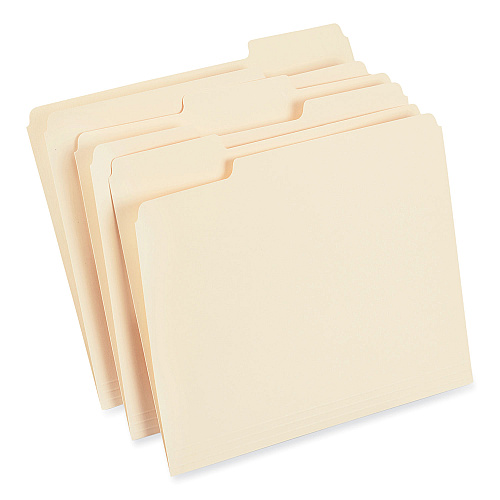 Universal Top Tab File Folders, 1/3-Cut Tabs: Assorted, Letter Size, 0.75" Expansion, Manila, 250/Box (UNV18103)