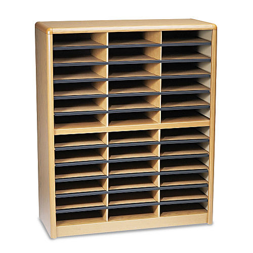 Safco Steel/Fiberboard Literature Sorter, 36 Compartments, 32.25 x 13.5 x 38, Oak (7121MO)