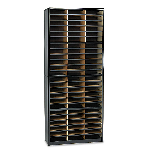 Safco Steel/Fiberboard Literature Sorter, 72 Sections, 32 1/4 x 13 1/2 x 75, Black (7131BL)