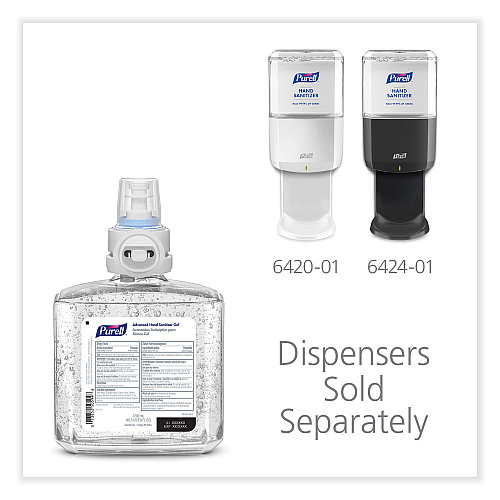 PURELL Advanced Hand Sanitizer Gel Refill, 1,200 mL, Clean Scent, For ES6 Dispensers, 2/Carton (646302)