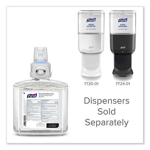 PURELL Advanced Hand Sanitizer Gel Refill, 1,200 mL, Clean Scent, For ES8 Dispensers, 2/Carton (776302)