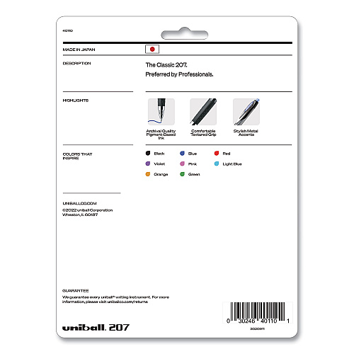 uni-ball Signo 207 Gel Pen, Retractable, Medium 0.7 mm, Assorted Ink and Barrel Colors, 8/Pack (40110)