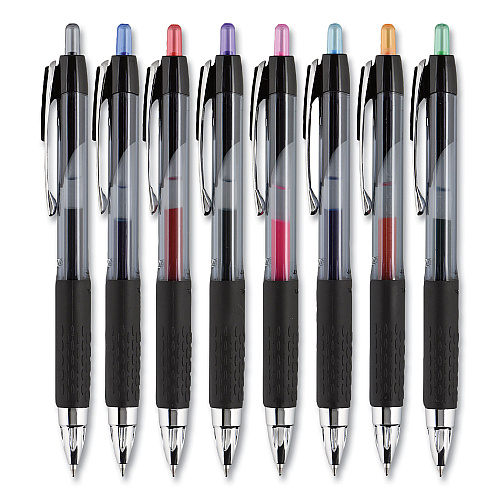 uni-ball Signo 207 Gel Pen, Retractable, Medium 0.7 mm, Assorted Ink and Barrel Colors, 8/Pack (40110)