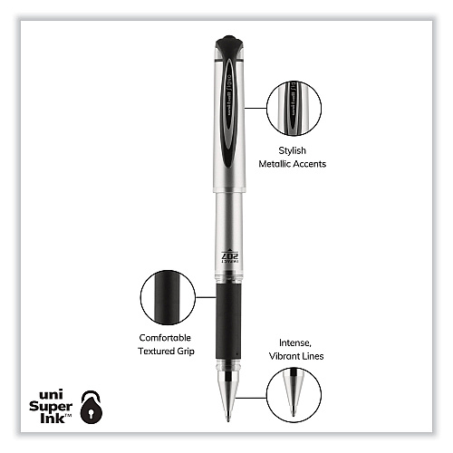 uni-ball 207 Impact Gel Stick Pen Refills, Bold 1 mm Conical Tip, Black Ink, 2/Pack (65808)