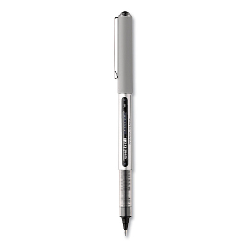 uni-ball VISION Roller Ball Pen, Stick, Fine 0.7 mm, Black Ink, Silver/Black/Clear Barrel, 36/Pack (1921066)