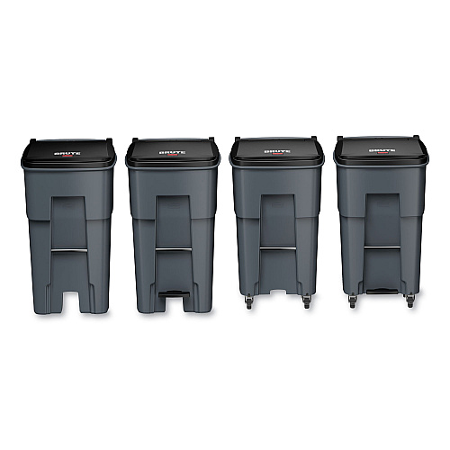 Rubbermaid Commercial Brute Roll-Out Heavy-Duty Container, 65 gal, Polyethylene, Gray (9W21GY)