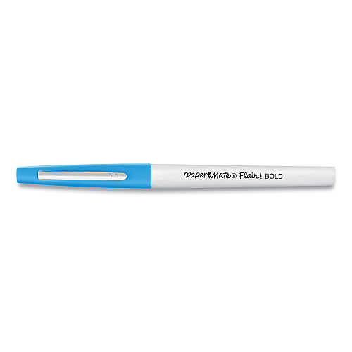 Paper Mate Flair Felt Tip Porous Point Pen, Stick, Bold 1.2 mm, Assorted Ink Colors, White Pearl Barrel, 12/Pack (2125414)