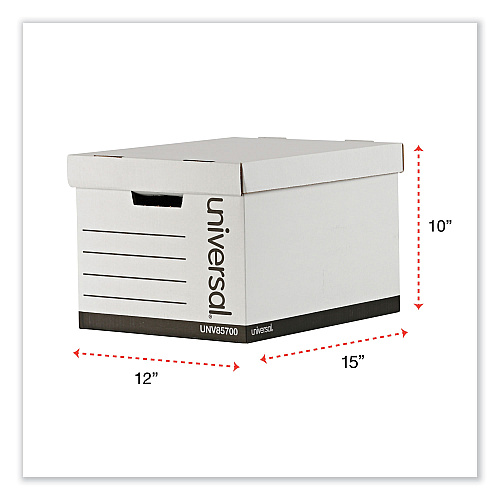 Universal Medium-Duty Lift-Off Lid Boxes, Letter/Legal Files, 12" x 15" x 10", White, 12/Carton (UNV85700)