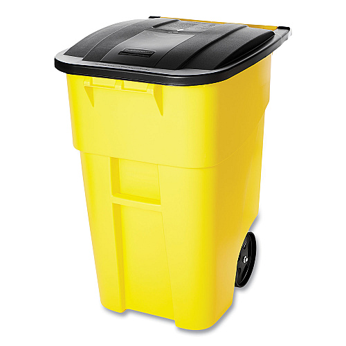 Rubbermaid Commercial Square Brute Rollout Container, 50 gal, Molded Plastic, Yellow (9W27YEL)