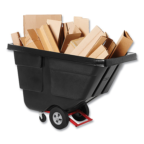 Rubbermaid Commercial Rotomolded Tilt Truck, 202 gal, 450 lb Capacity, Plastic, Black (1304BLA)