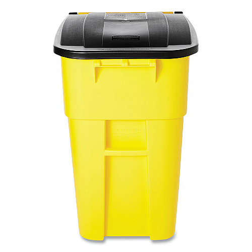 Rubbermaid Commercial Square Brute Rollout Container, 50 gal, Molded Plastic, Yellow (9W27YEL)