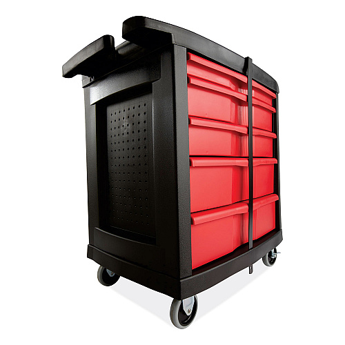 Rubbermaid Commercial Five-Drawer Mobile Workcenter, 32.63w x 19.9d x 33.5h, Black Plastic Top (773488)