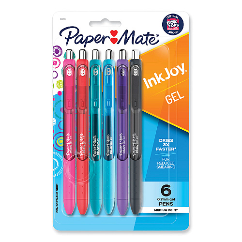 Paper Mate InkJoy Gel Pen, Retractable, Medium 0.7 mm, Assorted Ink and Barrel Colors, 6/Pack (1951713)