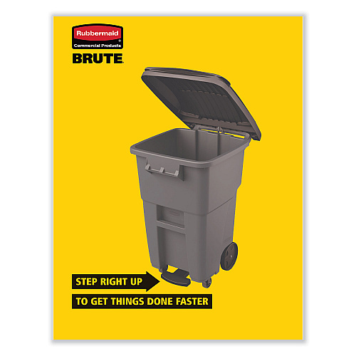 Rubbermaid Commercial Brute Roll-Out Heavy-Duty Container, 65 gal, Polyethylene, Gray (9W21GY)