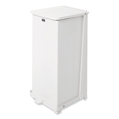 Rubbermaid Commercial Defenders Heavy-Duty Steel Step Can, 13 gal, Steel, White (ST24EPLWH)