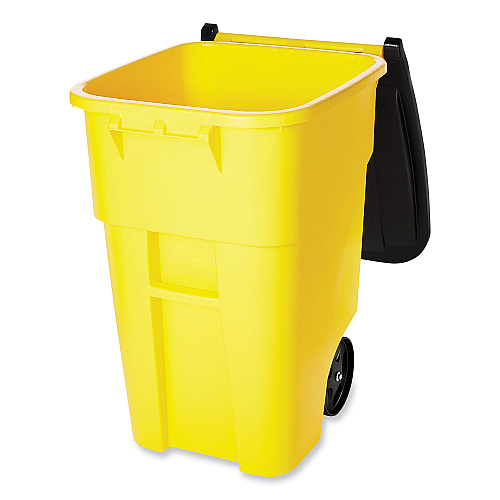 Rubbermaid Commercial Square Brute Rollout Container, 50 gal, Molded Plastic, Yellow (9W27YEL)