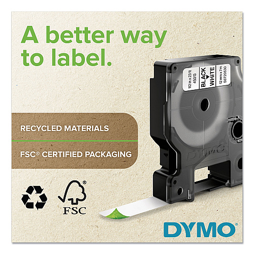 DYMO D1 High-Performance Polyester Removable Label Tape, 0.5" x 23 ft, Yellow (45018)