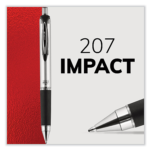 uni-ball 207 Impact Gel Pen, Retractable, Bold 1 mm, Black Ink, Black Barrel (65870)