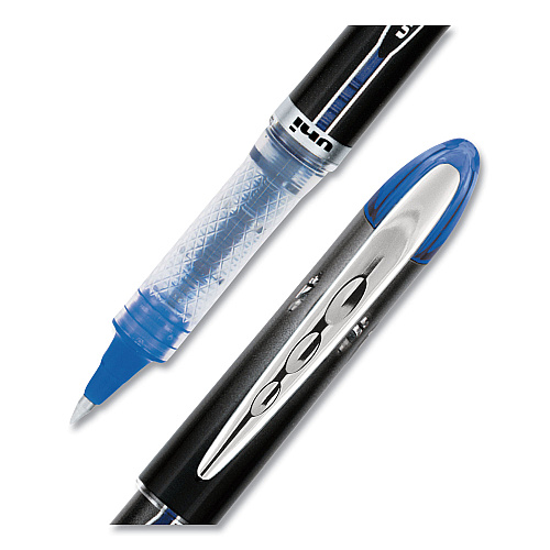 uni-ball VISION ELITE Hybrid Gel Pen, Stick, Extra-Fine 0.5 mm, Blue Ink, Black/Blue/Clear Barrel (69021)