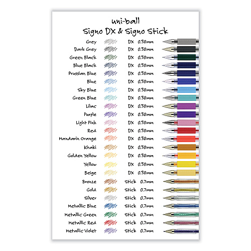 uni-ball Gel Pen, Stick, Assorted Sizes, Assorted Ink and Barrel Colors, 24/Pack (2004056)