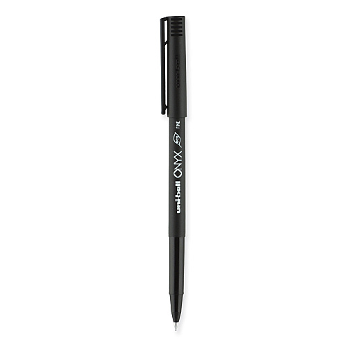 uni-ball ONYX Roller Ball Pen, Stick, Fine 0.7 mm, Black Ink, Black Barrel, 72/Pack (2013567)