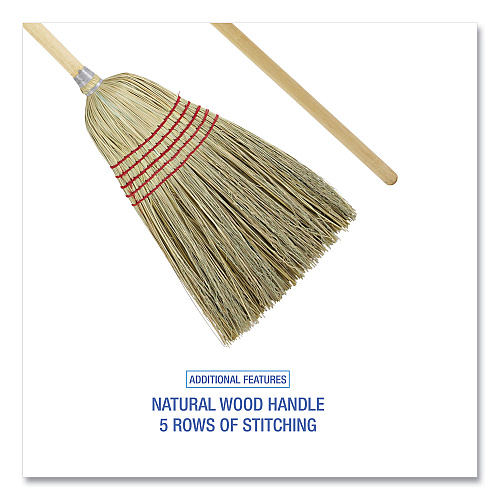 Boardwalk&reg; Parlor Broom, Yucca/Corn Fiber Bristles, 42" Handle (BWK926YEA)
